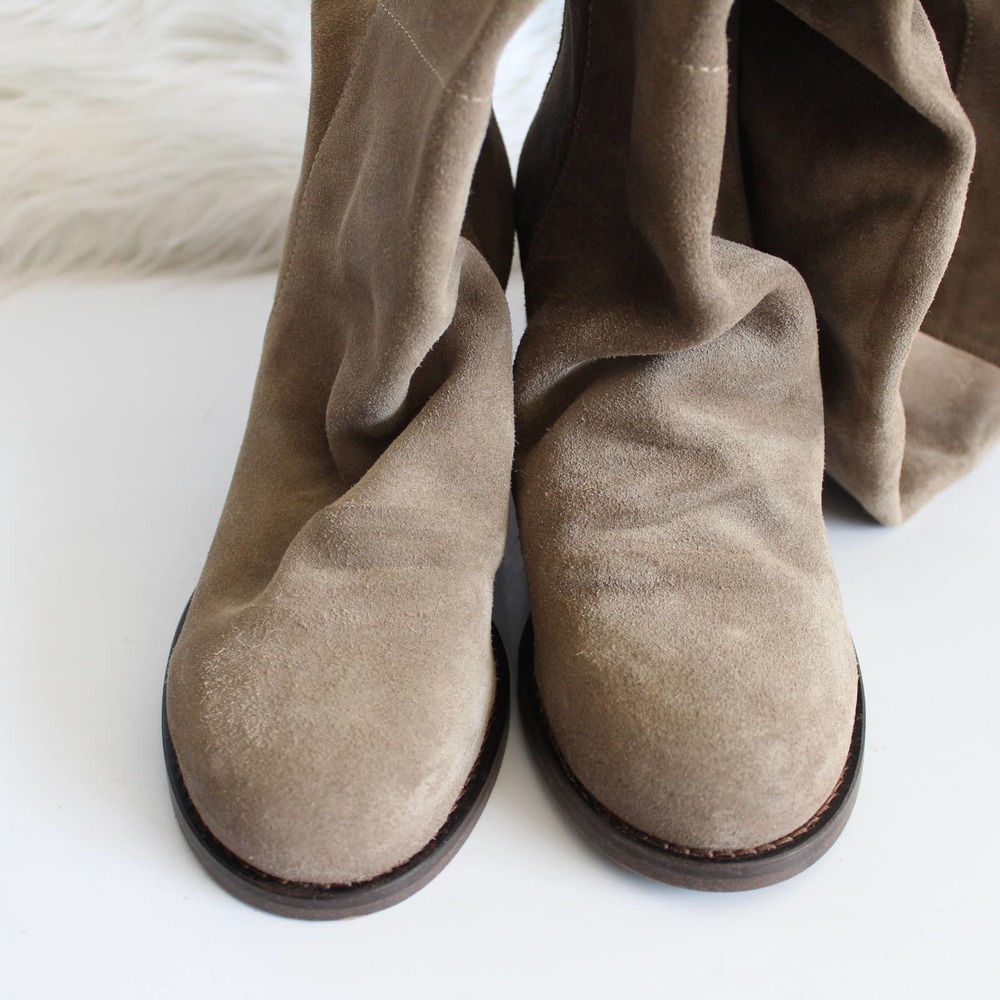 Free People Elle Tall Slouch Beige Taupe Mushroom Suede Boots - Picture 6 of 9